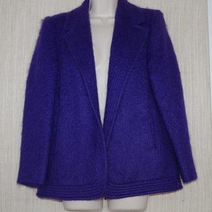 Wayne Stuart Purple Mohair Blend Open Jacket Women Coat Size: US 4